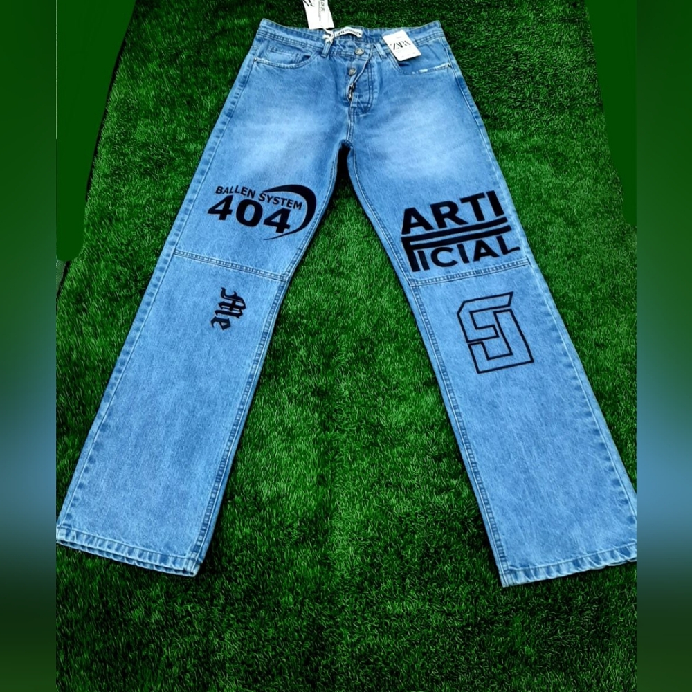 Blue Graphic Men's Jeans